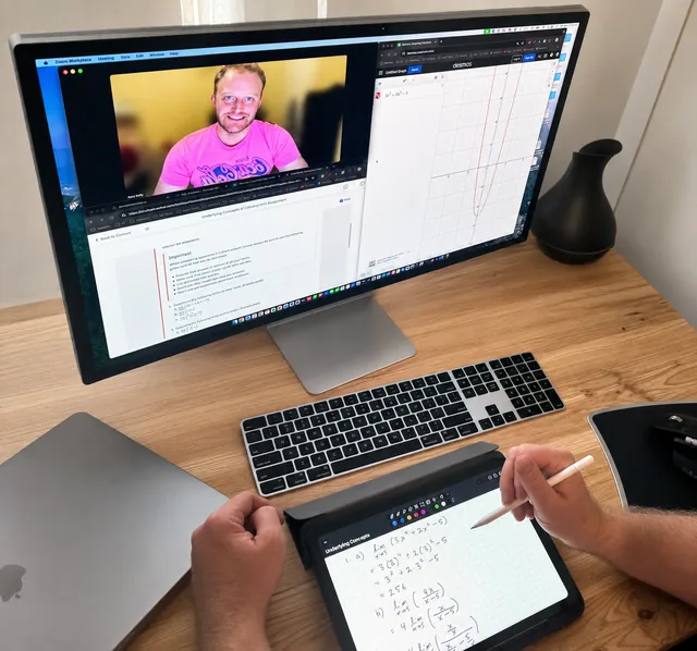 Jack working on a tablet during an online tutoring session