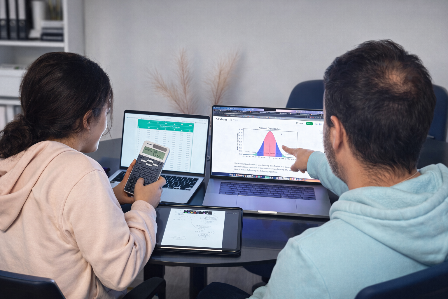 Student studying with support